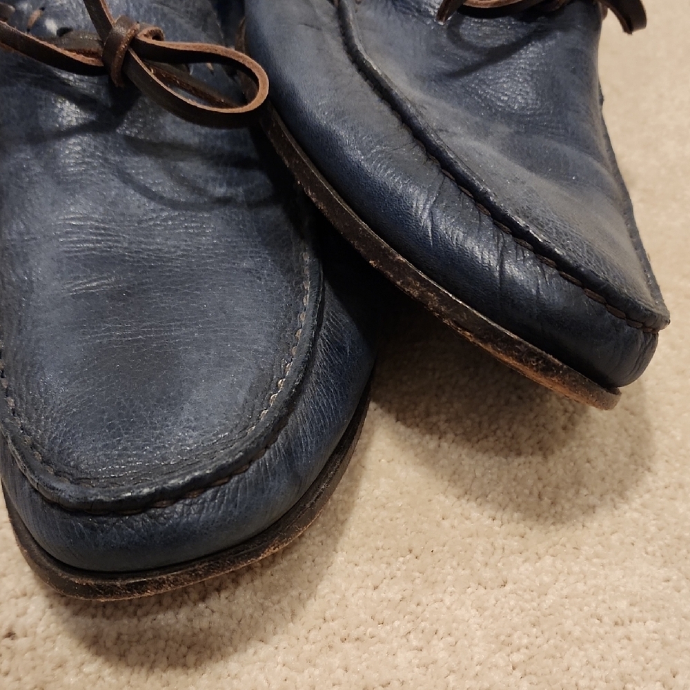 Santoni Dark Blue Leather Loafers - Picture 6 of 6